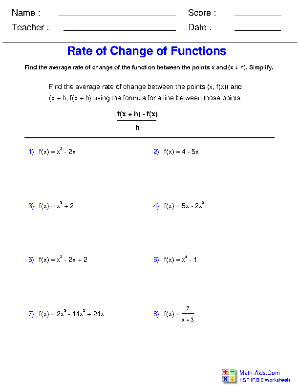 Algebra 2 Worksheets General Functions Worksheets