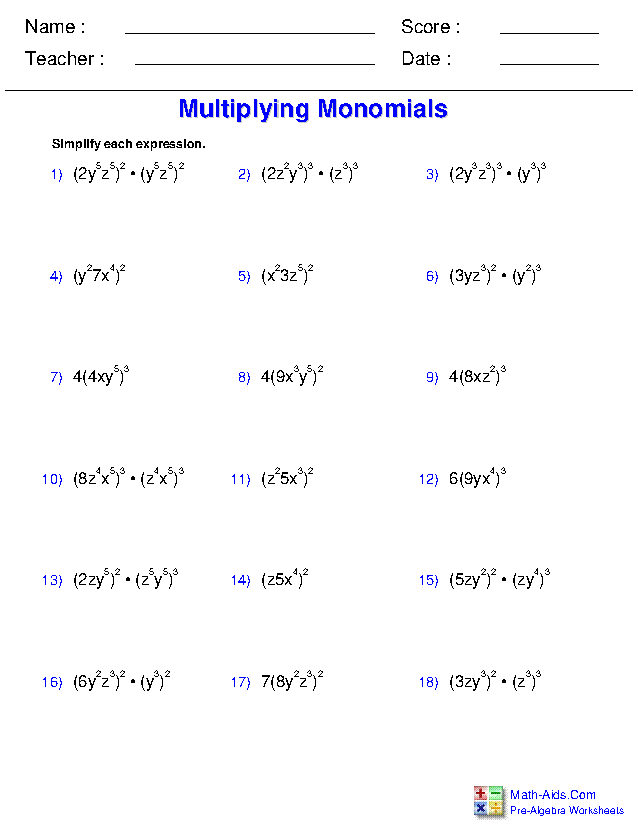 BEST Adding Polynomials Worksheets Pdf
