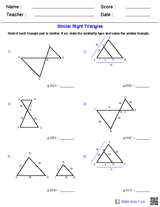 Similarity Geometry Worksheets