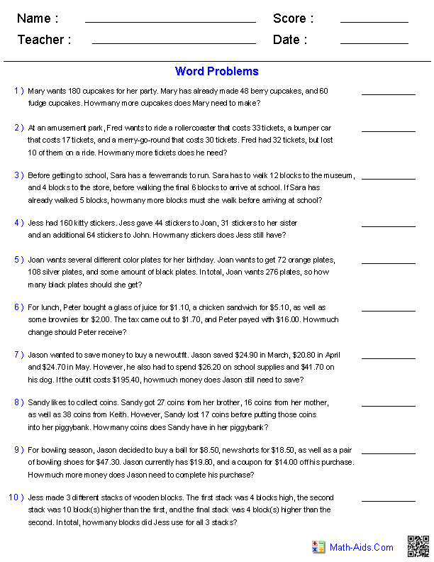 Multiple Step Worksheets