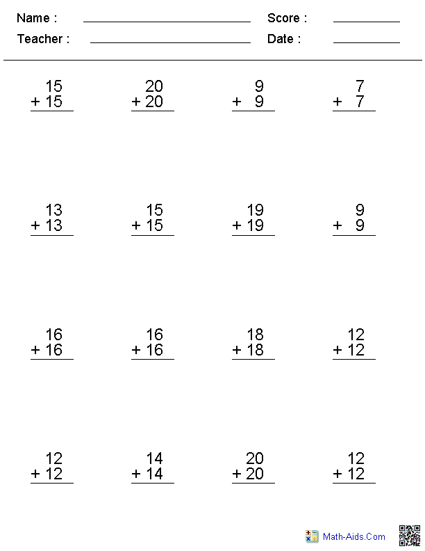 NEW 340 FIRST GRADE MATH WORKSHEETS ADDING DOUBLES Firstgrade Worksheet