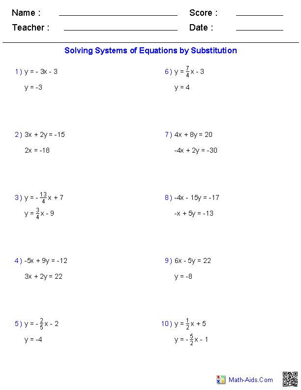 Systems Of Equations And Inequalities Worksheet Answers