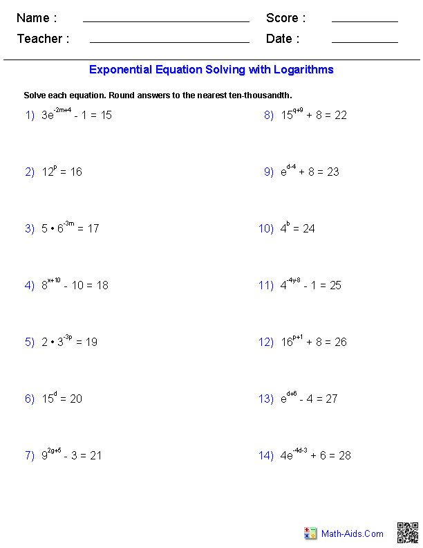 27 Logarithmic Equations Worksheet With Answers - Worksheet Information