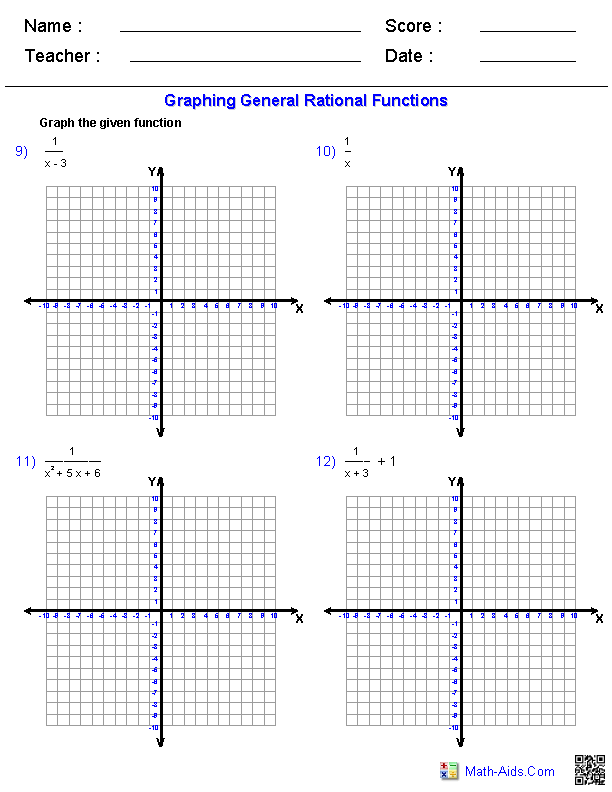 Graphing General Rationals Rationals Worksheets