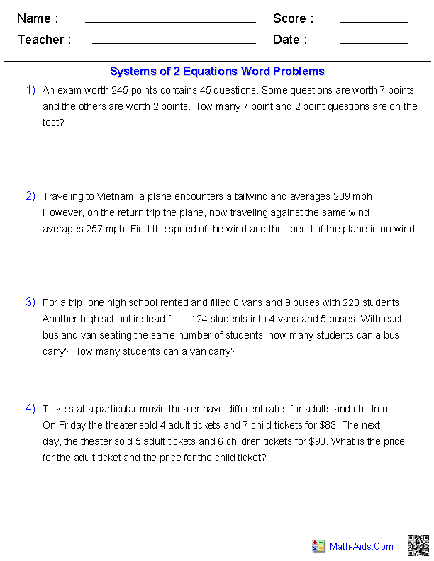 math word problem solving equations