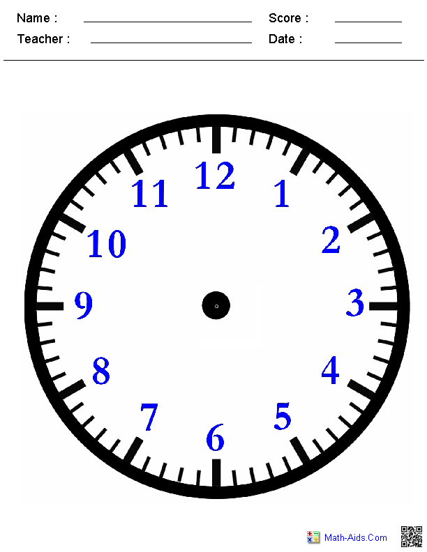 Blank Clock Face Time Worksheets