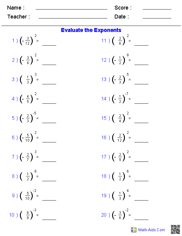 Exponents And Radicals Worksheets Exponents Radicals Worksheets For Practice