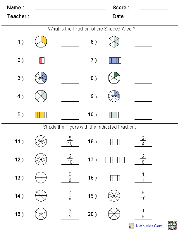 2nd Grade Math Worksheet Fractions