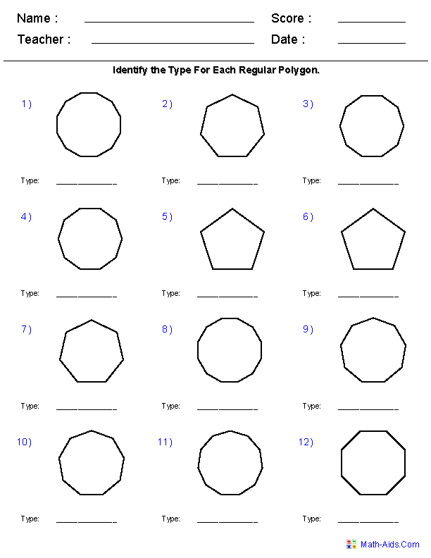 Geometry Worksheets Quadrilaterals and Polygons Worksheets