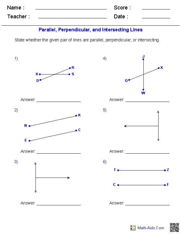 Identify All Lines Geometry Worksheets