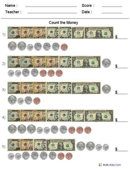 free worksheets for counting money us coins and bills homeschool math