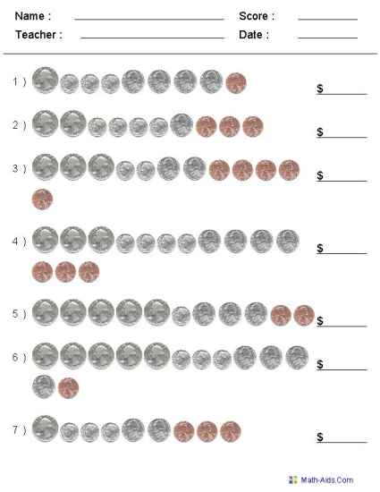 Counting US Coins Worksheets