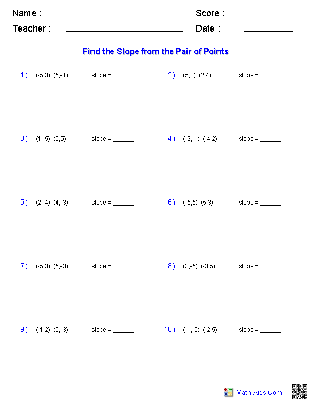 Algebra 1 Worksheets Linear Equations Worksheets