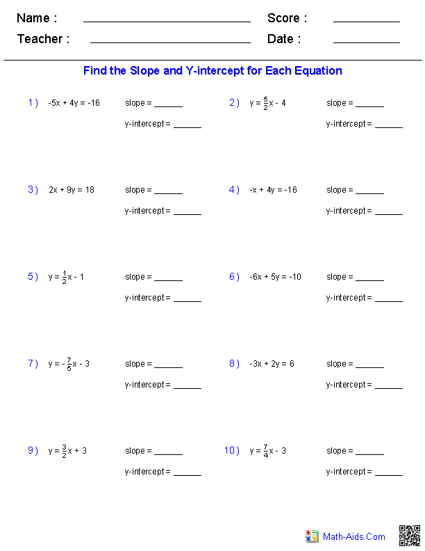 Pre Algebra Worksheets Linear Functions Worksheets