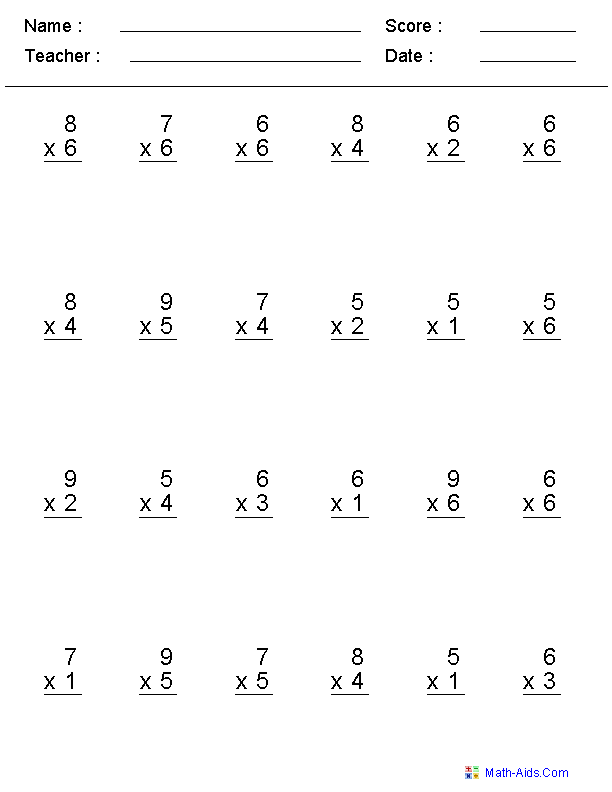 Multiplication 2 Digit Worksheets Printable