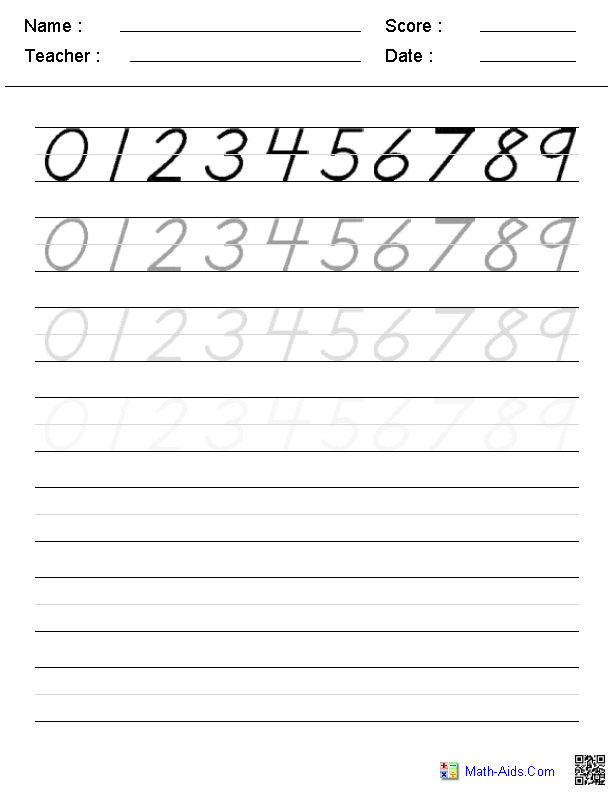 Kindergarten Math Worksheets Writing Numbers