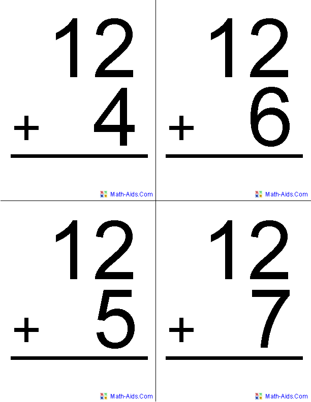 Addition And Subtraction Flash Cards Free Printable