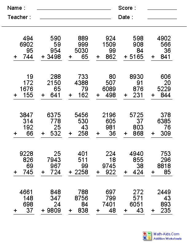 Math Worksheets Addition With Picture