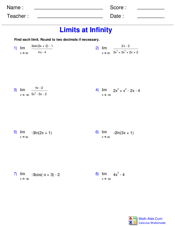 Calculus Worksheets Limits And Continuity Worksheets