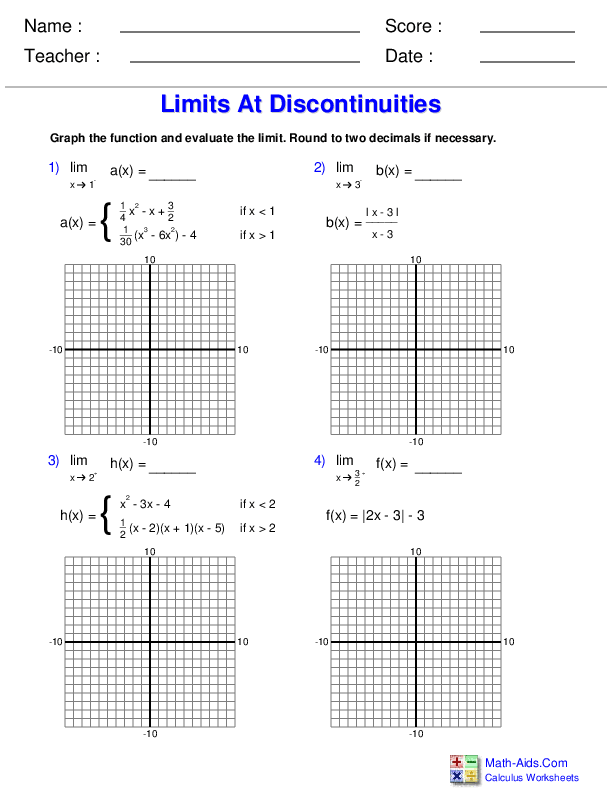 Graphical Limits Worksheet Pdf - kidsworksheetfun