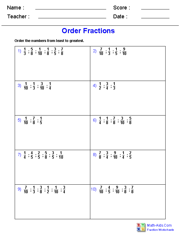 Fractions Worksheets Printable Fractions Worksheets for Teachers