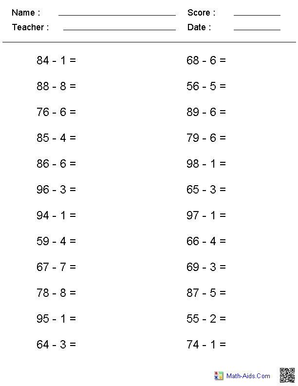 subtraction worksheets for 2nd grade