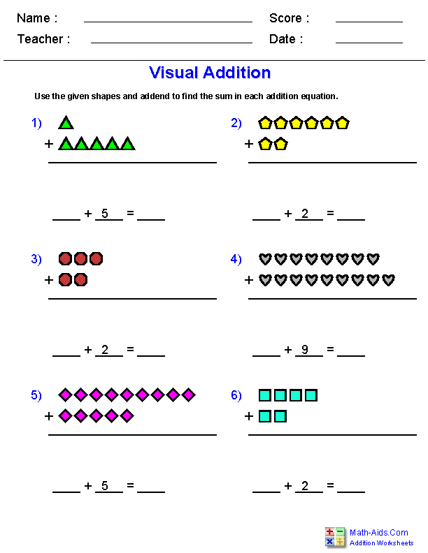 Simple Visual Addition Worksheets