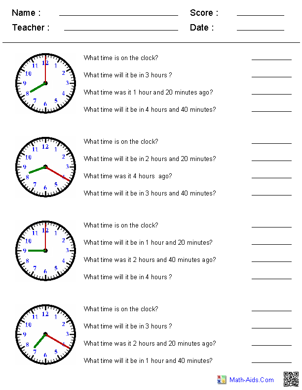 Time Worksheets | Time Worksheets for Learning to Tell Time