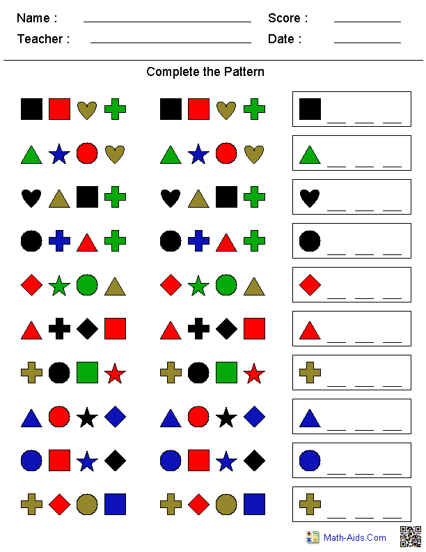 maths number patterns worksheets