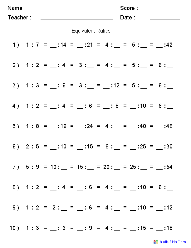 6th Grade Math Ratios Worksheets Printable Worksheets Free