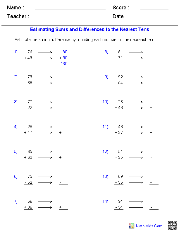 Math Estimation Worksheets