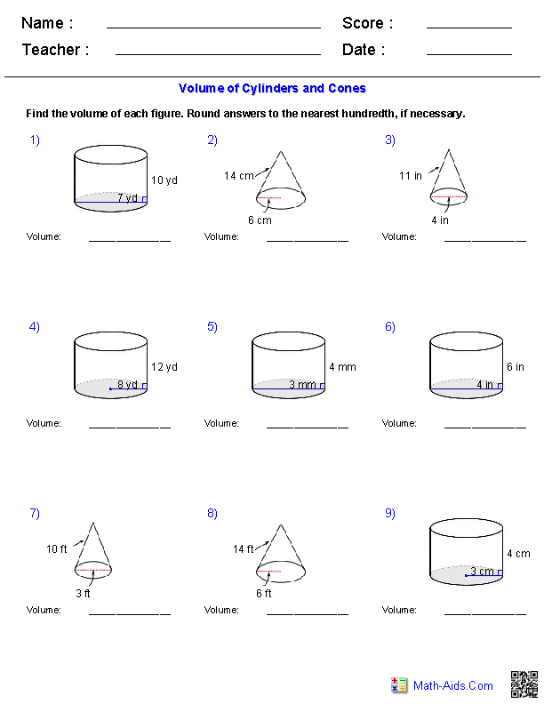 geometry worksheets surface area volume worksheets