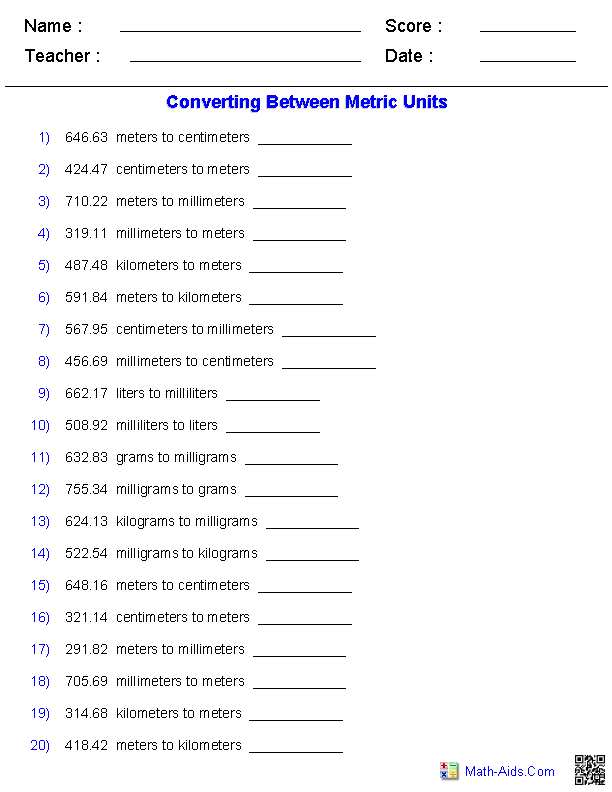 Metric Conversion Worksheets Pdf Kidsworksheetfun 1FC