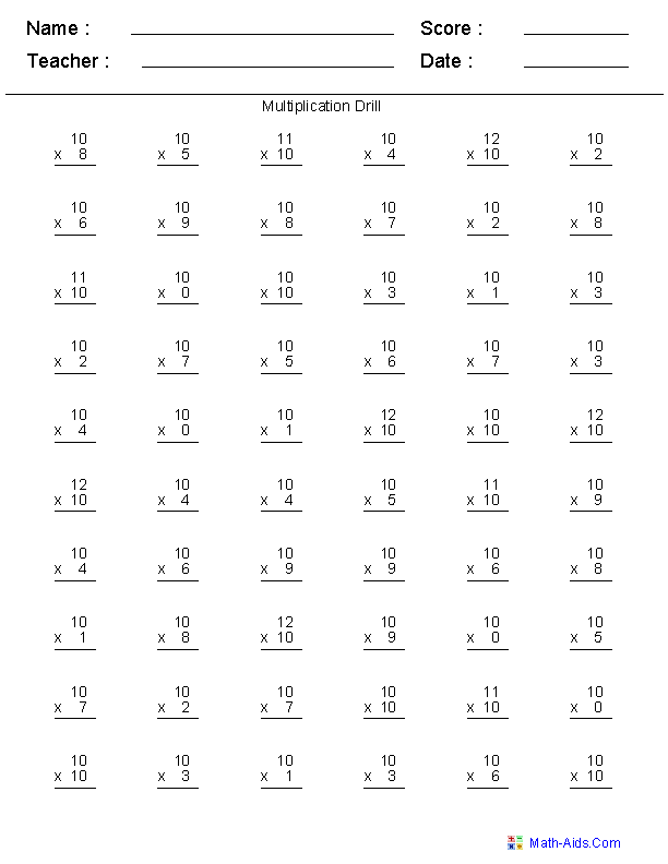 Multiplication Worksheets  Dynamically Created Multiplication Worksheets
