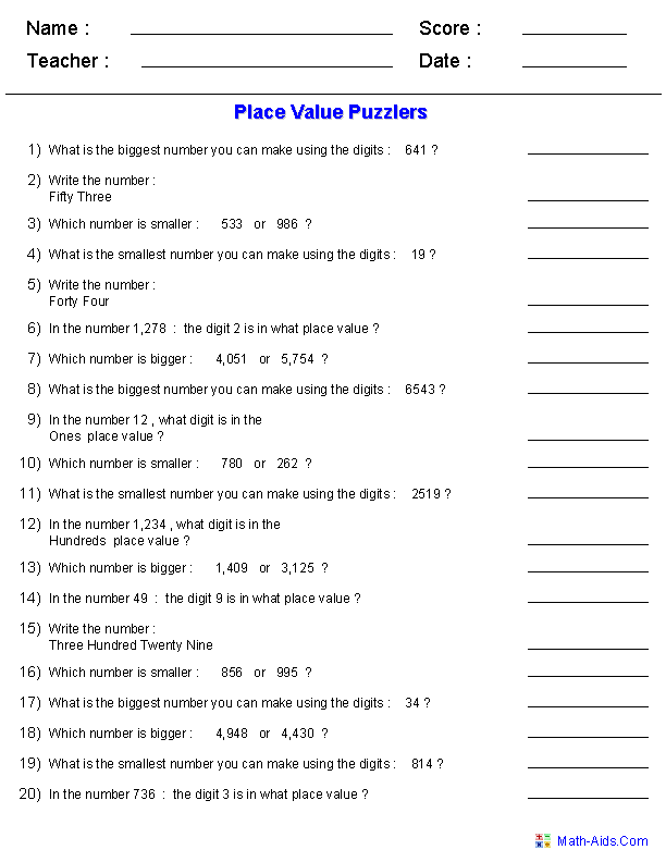 place value worksheets place value worksheets for practice
